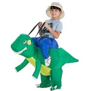 EUC! Inflatable Green Dinosaur Costume for Kids One Size fits most